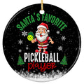 Santa Grinning With a Paddle and Ball. Ceramic Keepsake for Club Members, Rec Leagues and Retirees.