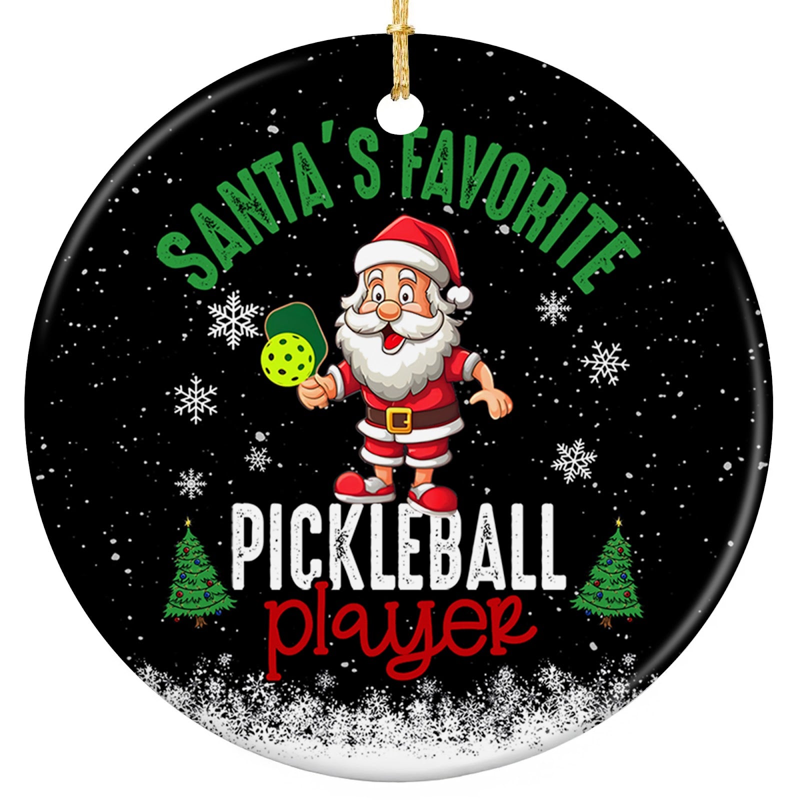 Santa Grinning With a Paddle and Ball. Ceramic Keepsake for Club Members, Rec Leagues and Retirees.