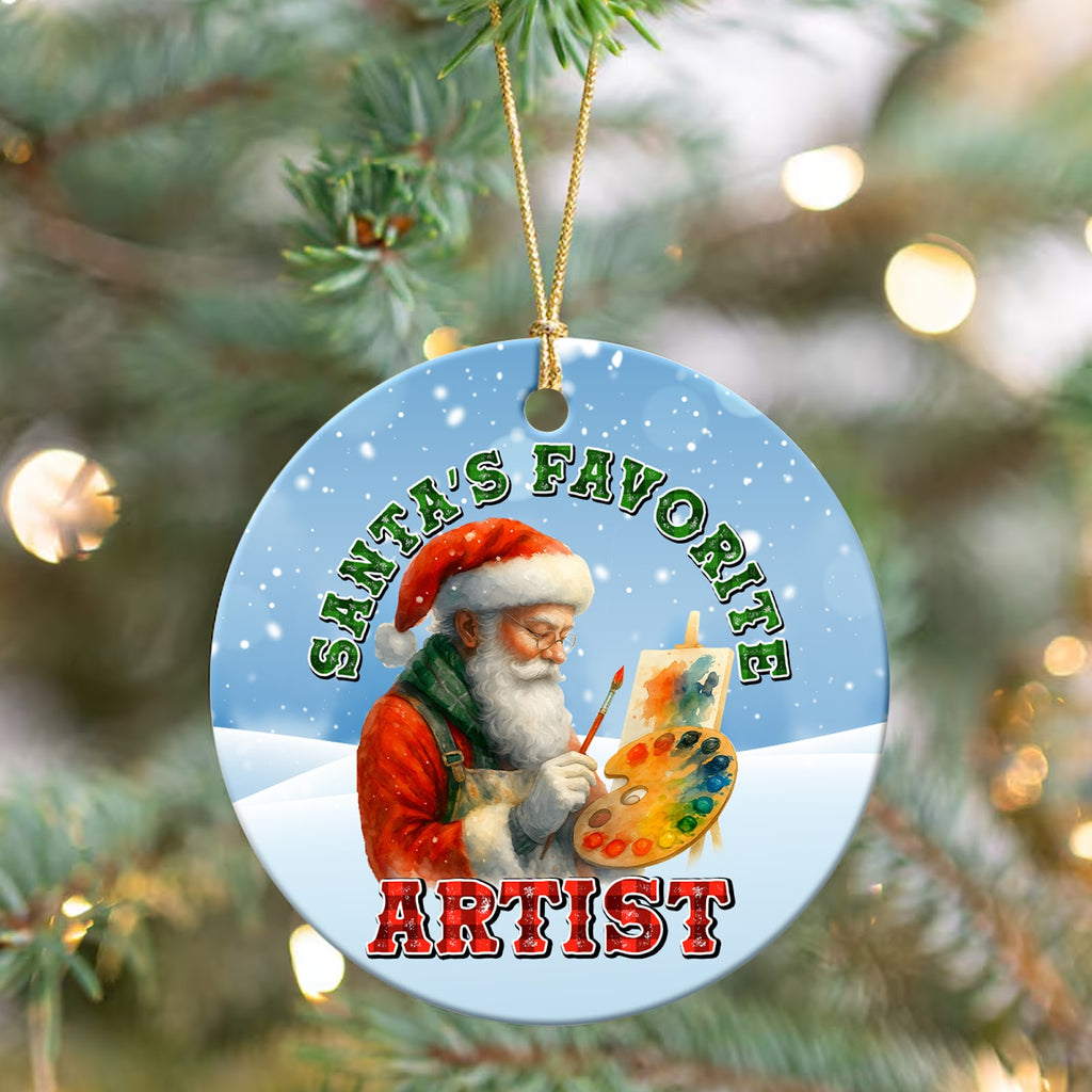 Artist Christmas Ornament, Santas Favorite Artist Gift, Ceramic Hanging Tree Decoration