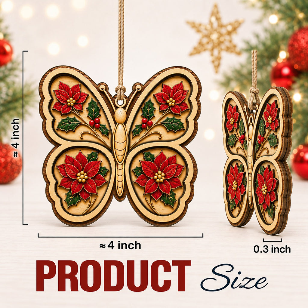 Butterfly Christmas Ornament, Stocking Stuffer For Butterfly Lover, Wood Tree Decoration