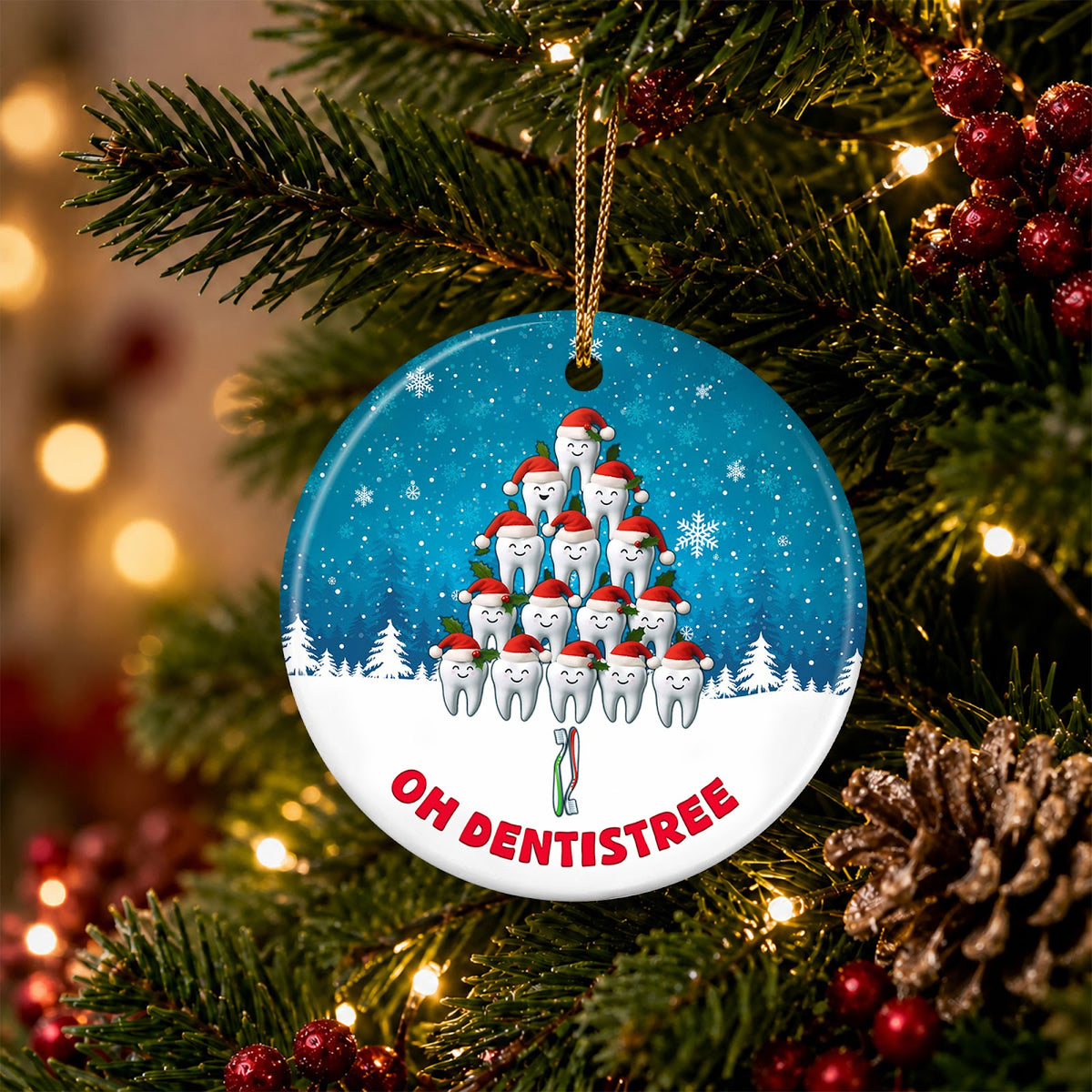 Dentist Christmas Ornament, Oh Dentistree Tooth Tree, Ceramic Hanging Tree Decoration