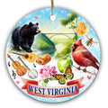 Black Bear, Steel Arch Bridge, Fiddle and Banjo in Watercolor. Ceramic Keepsake for Appalachian Memories.