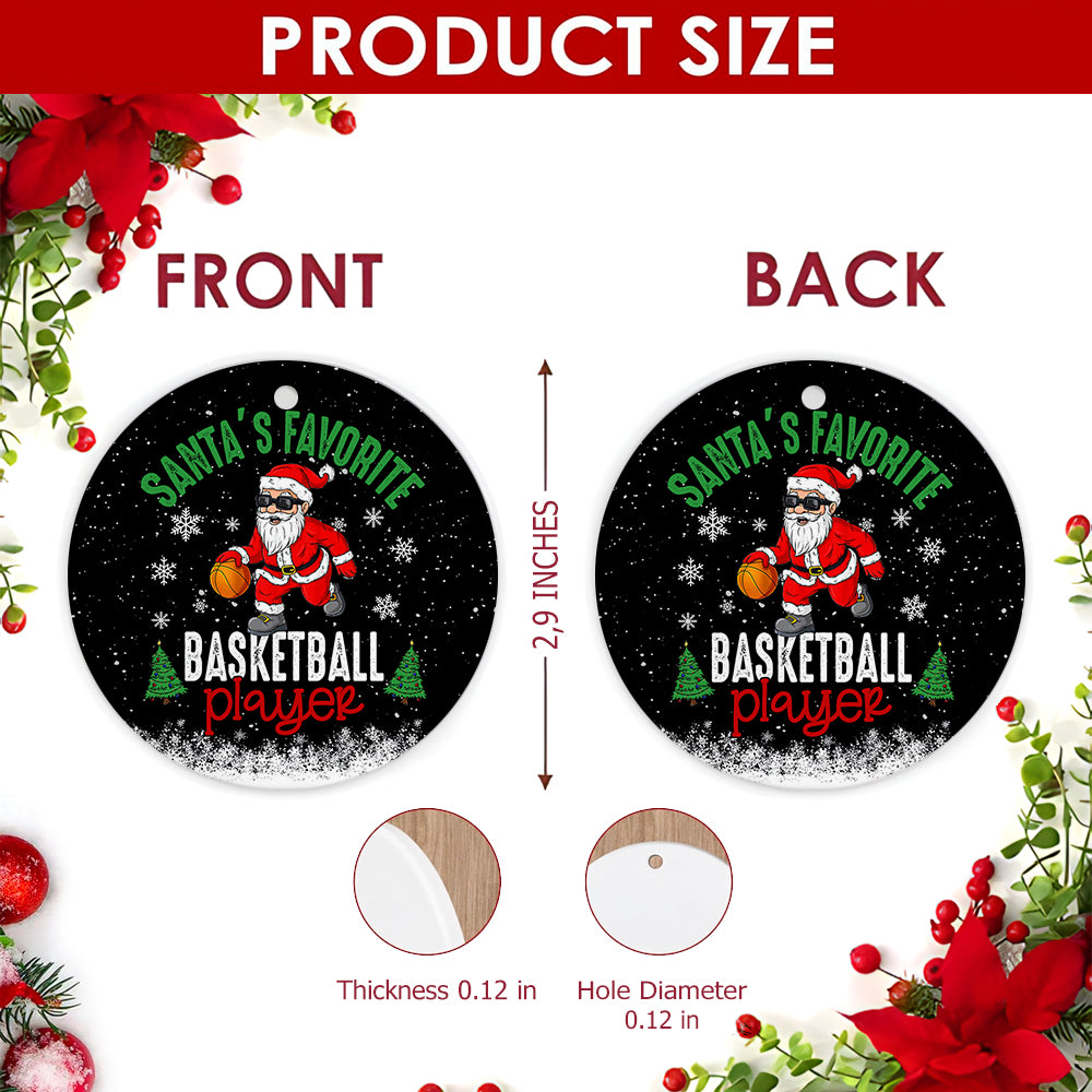 Basketball Christmas Ornament, Santas Favorite Player, Ceramic Hanging Tree Decoration