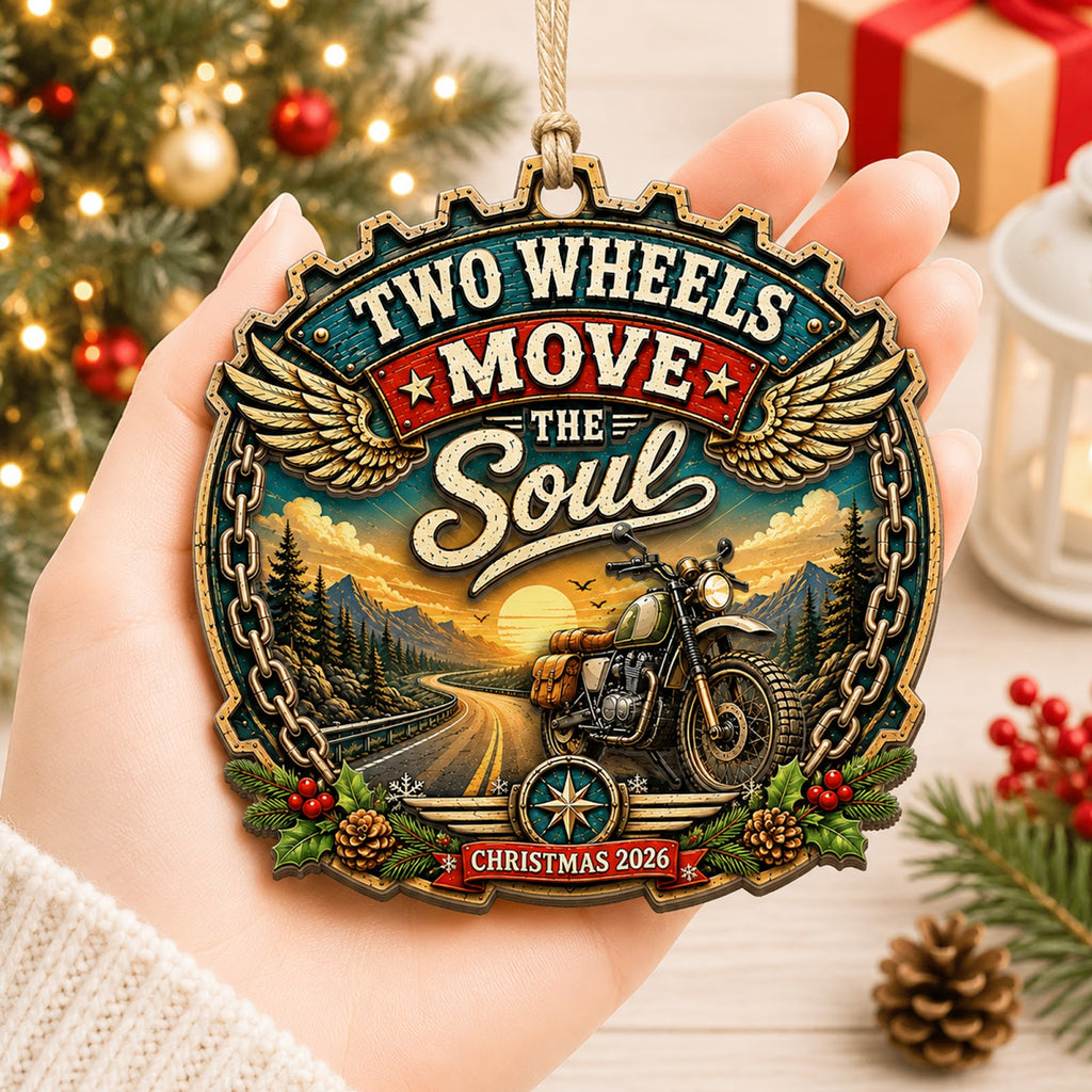 Biker Motorcycle Rider Christmas Ornament, Stocking Stuffer For Motorcycle Lover, Wood Ornament