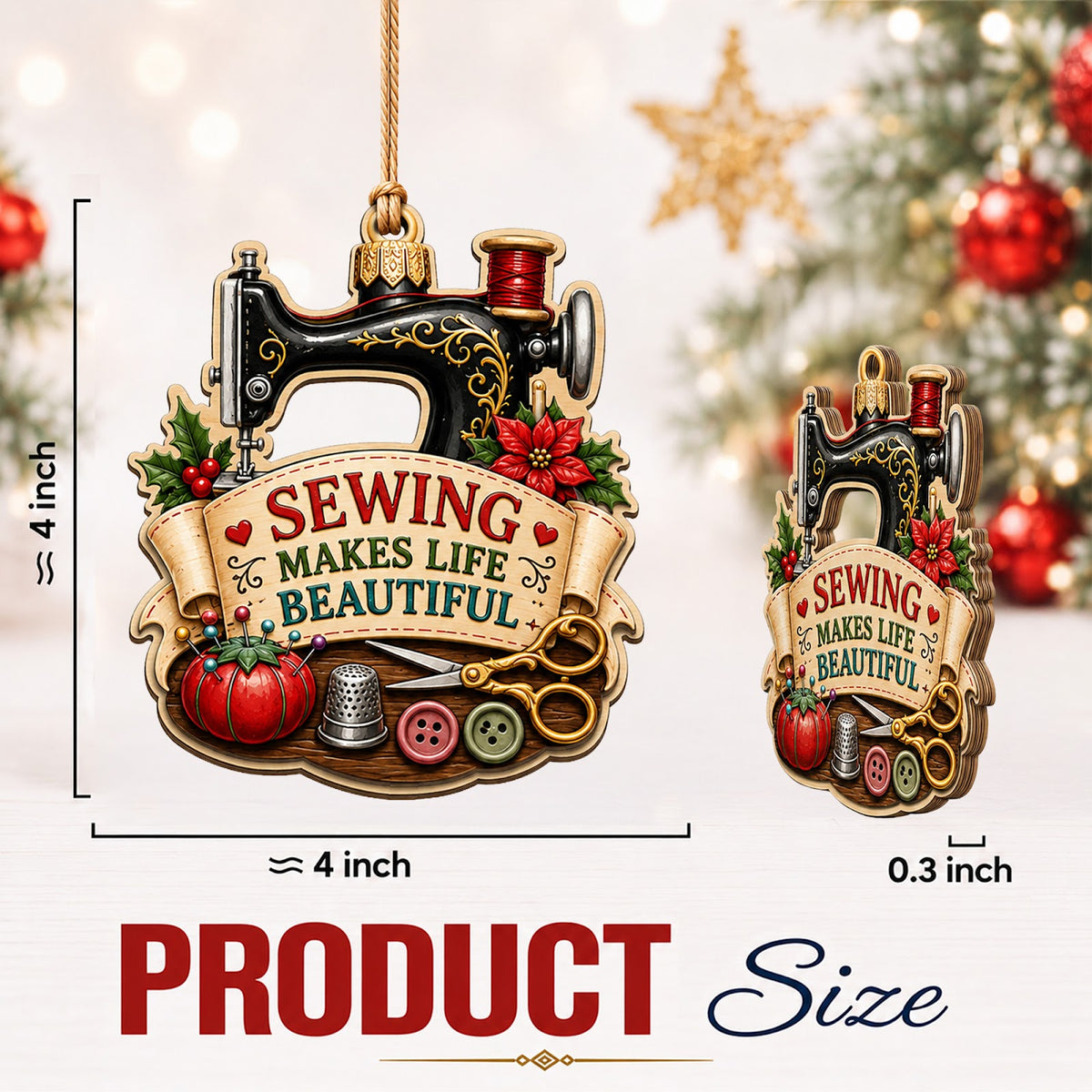 Sewing Wood Christmas Ornament