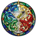 Olives and a Lemon Twist on a Jeweled Glass Mandala. Ceramic Keepsake for Cocktail Lovers and Bar Carts.