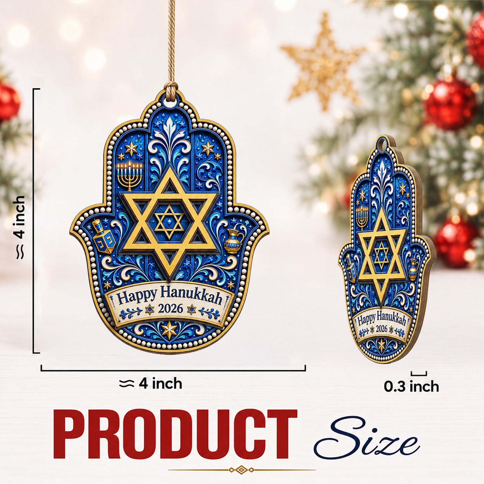 Hanukkah Star Of David Jewish Christmas Ornament, Star Of David Keepsake, Wood Tree Decoration