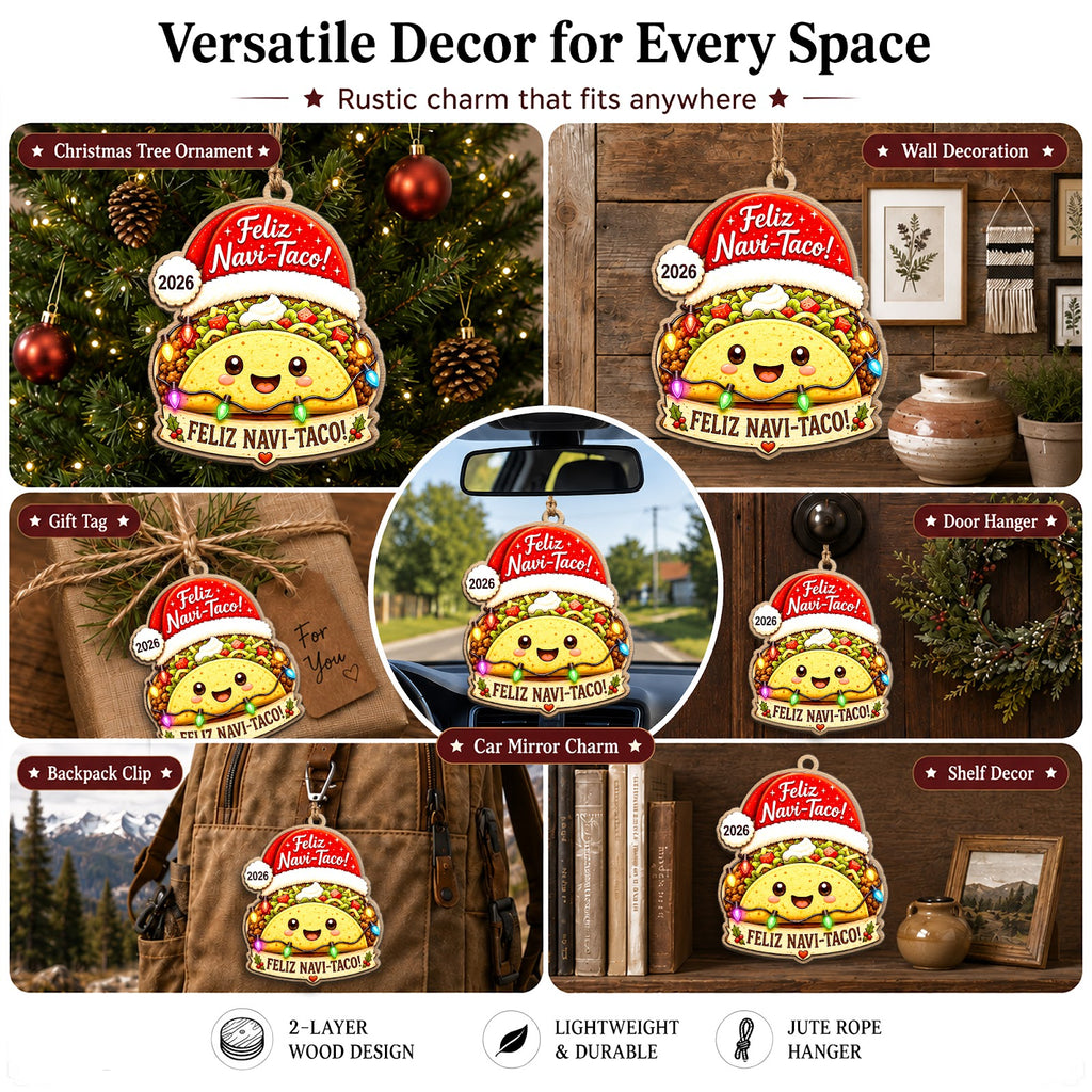 Taco Wood Christmas Ornament