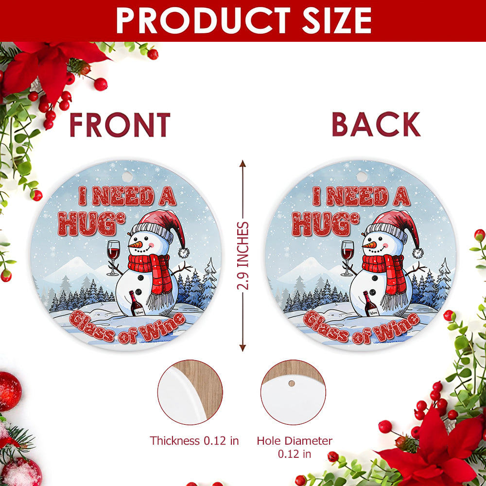Wine Christmas Ornament, Funny Snowman Huge Glass Gift, Ceramic Hanging Tree Decoration