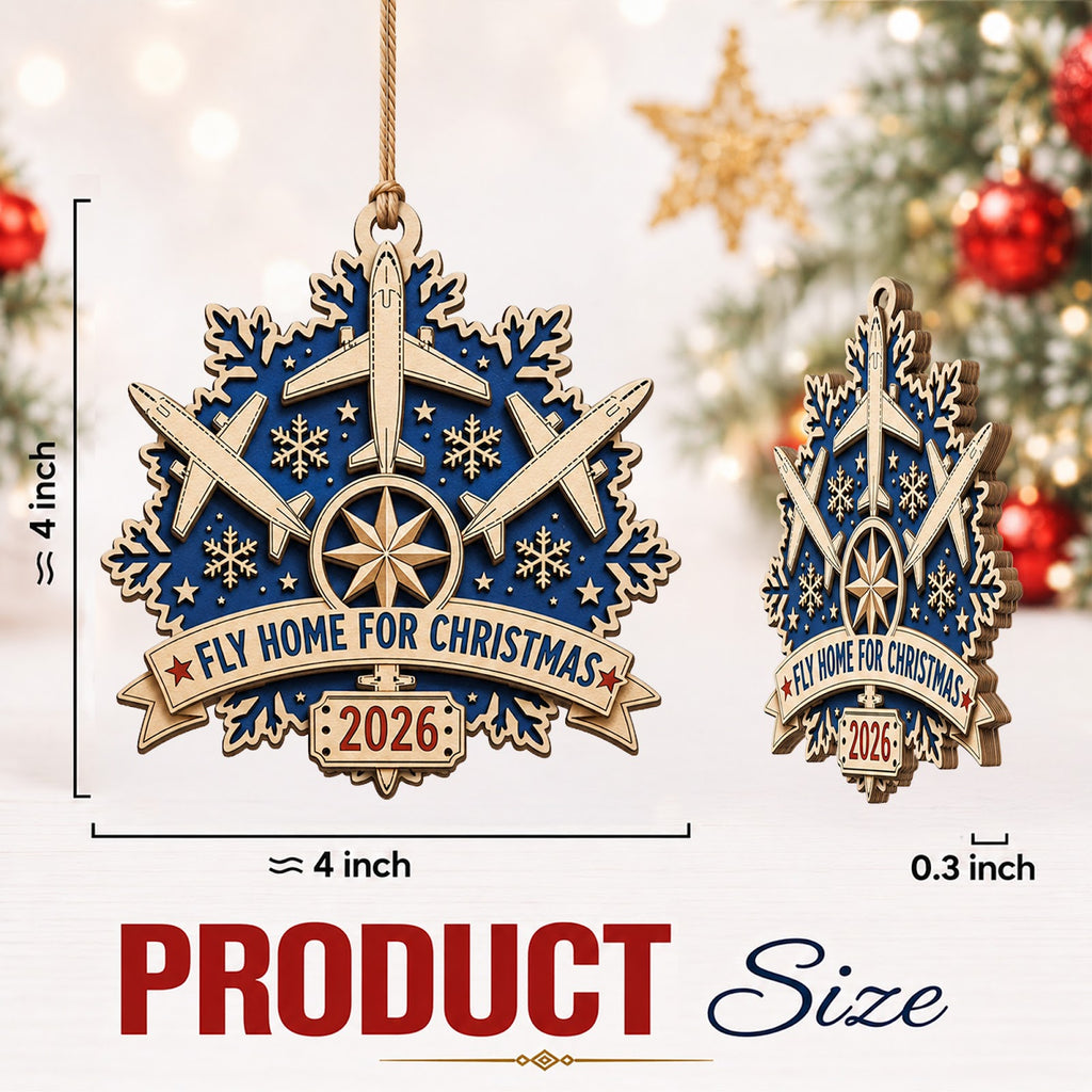 Airplane Snowflake Travel Pilot Christmas Ornament, Stocking Stuffer For Pilot, Wood Ornament