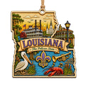 Fleur de Lis With Bayou Cypress, a Carnival Mask and Jazz Notes. Wood Keepsake for Southern Culture Fans.