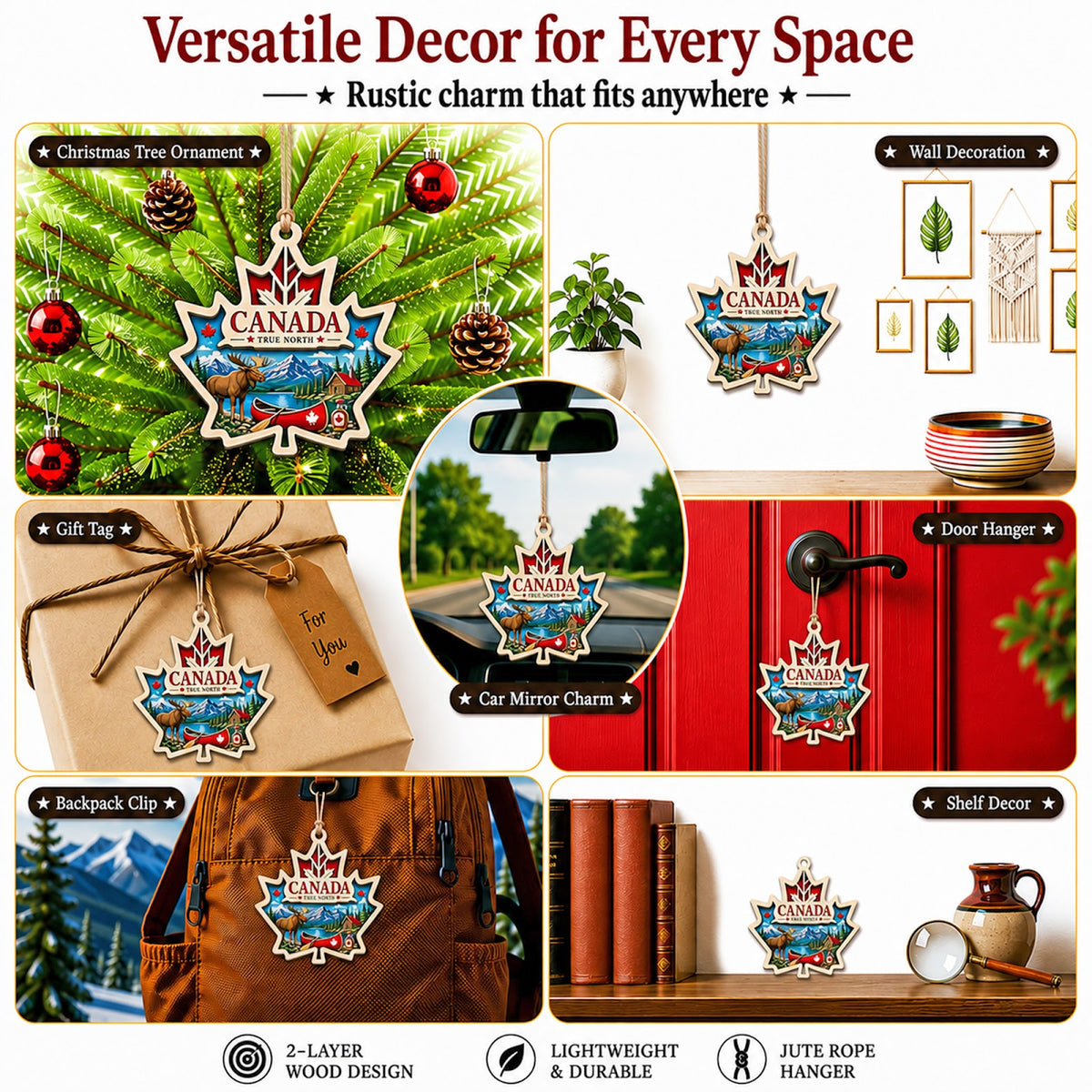Korea Christmas Ornament, Seoul Palace and Hanbok Souvenir Gift, Wood Hanging Tree Decoration