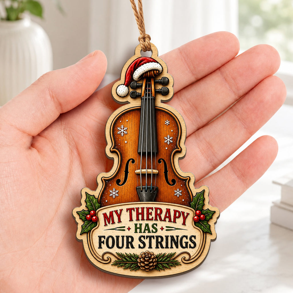 Violin Christmas Ornament, Stocking Stuffer For Violin Player, Wood Hanging Tree Decoration