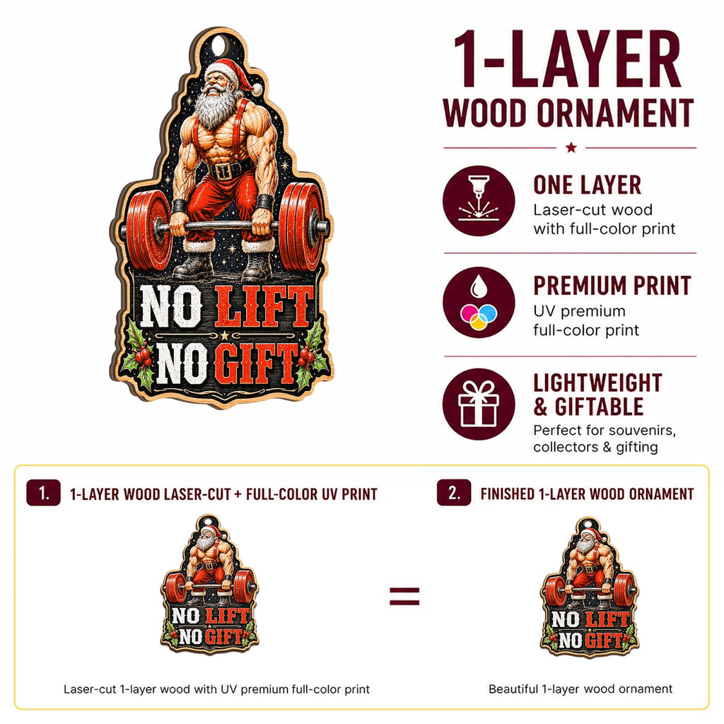 Deadlift Santa Wood Christmas Ornament