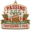 A Football Sits Between Two Red Stars With Holly Leaves And Berries. Great Gift For Football Players Coaches And Fans.