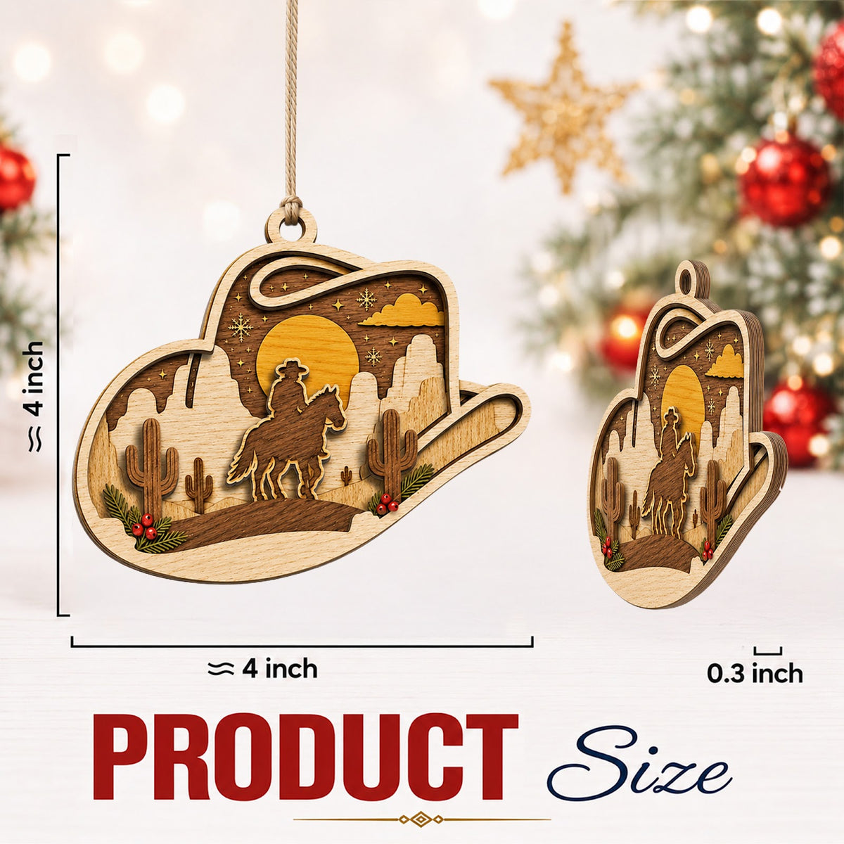 Western Cowboy Rodeo Country Christmas Ornament, Stocking Stuffer For Rodeo Fan, Wood Ornament