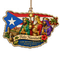 A Colorful Old San Juan Street Scene With Palms and Tropical Sea. Wood Keepsake for Island Culture Fans.