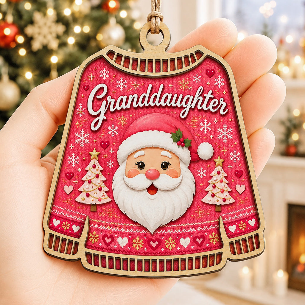 Granddaughter Christmas Ornament, Grandparent Gift For Girl, Wood Hanging Tree Decoration