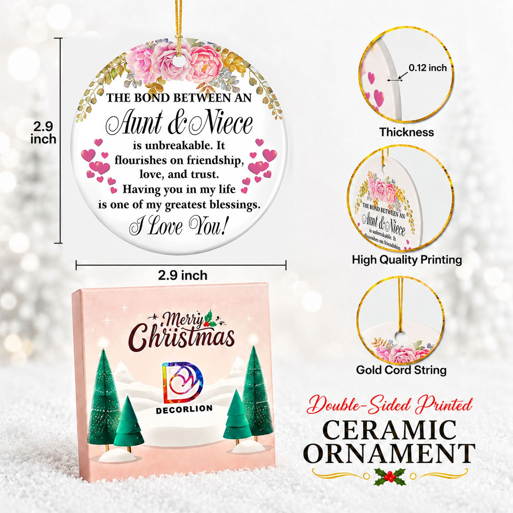 Aunt and Niece Christmas Ornament, Sentimental Keepsake Gift, Ceramic Hanging Tree Decoration