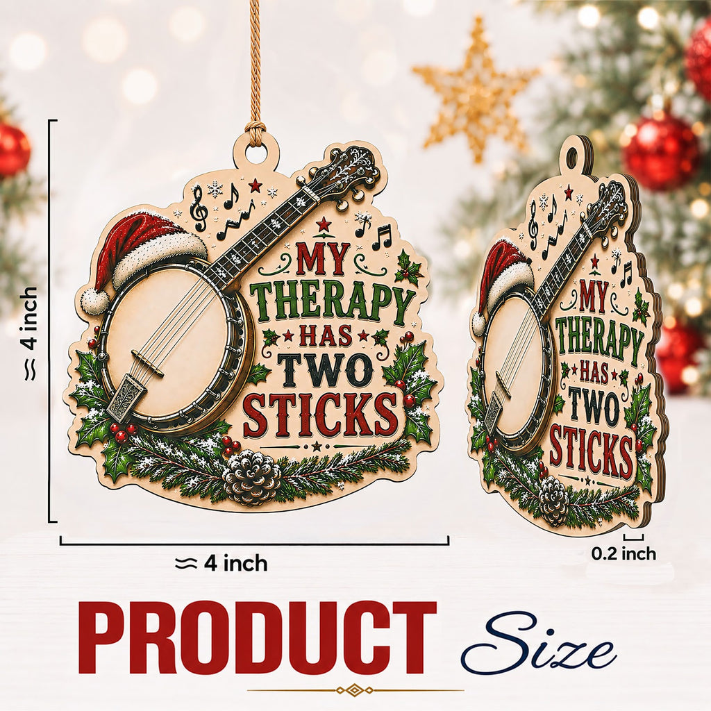 Banjo Christmas Ornament, Stocking Stuffer For Country Music Fan, Wood Hanging Tree Decoration