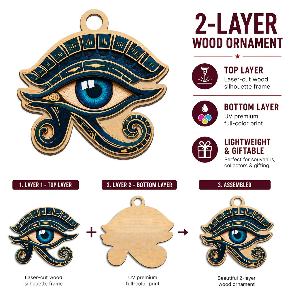 Eye Of Horus Egypt Ancient Myth Christmas Ornament, Egypt Mythology Keepsake, Wood Ornament