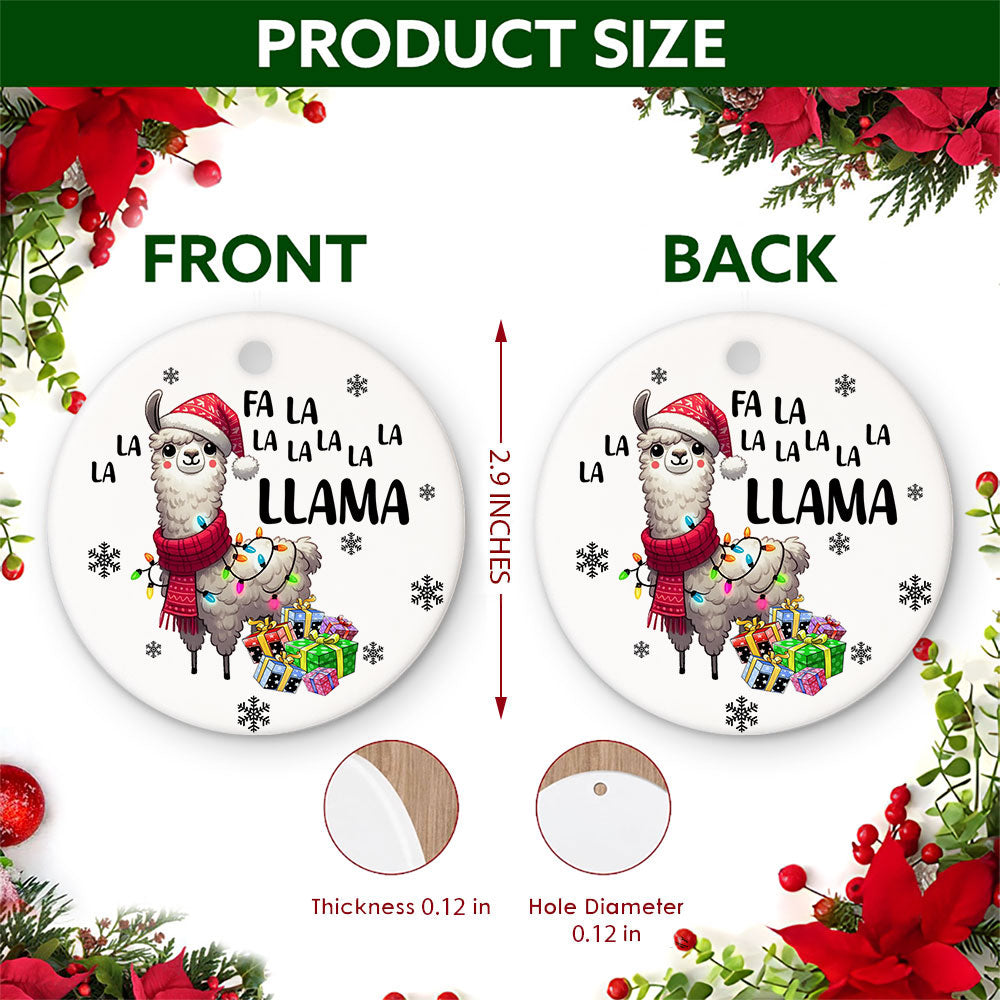 Llama Christmas Ornament, Cute Fa La La Teen Girl Gift, Ceramic Hanging Tree Decoration
