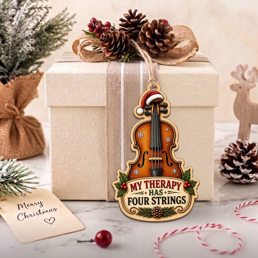 Violin Christmas Ornament, Stocking Stuffer For Violin Player, Wood Hanging Tree Decoration