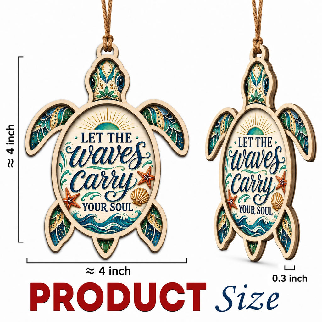 Turtle Soul Christmas Ornament, Ocean Lover Holiday Gift, Wood Hanging Tree Decoration