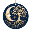 Tree of Life Moon design on a glazed ceramic disc. Keepsake for people drawn to moon phases, Tree of Life symbols and qu