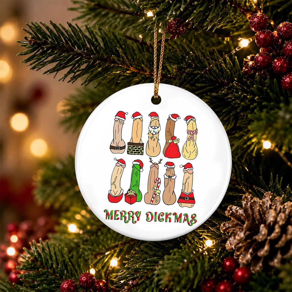 Funny Christmas Ornament, Adults Only Gag Party Gift, Ceramic Hanging Tree Decoration