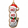 Golf Balls Form A Cheerful Snowman Beside A Silver Club Head And Holly Sprig. Fun Gift For Golfers And Clubhouse Decorat