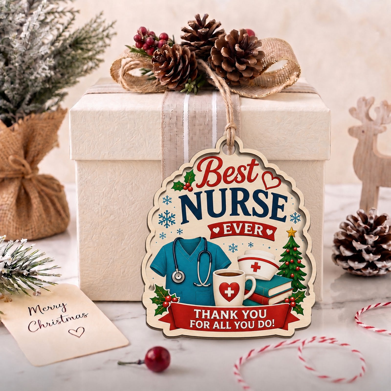 Nurse Wood Christmas Ornament