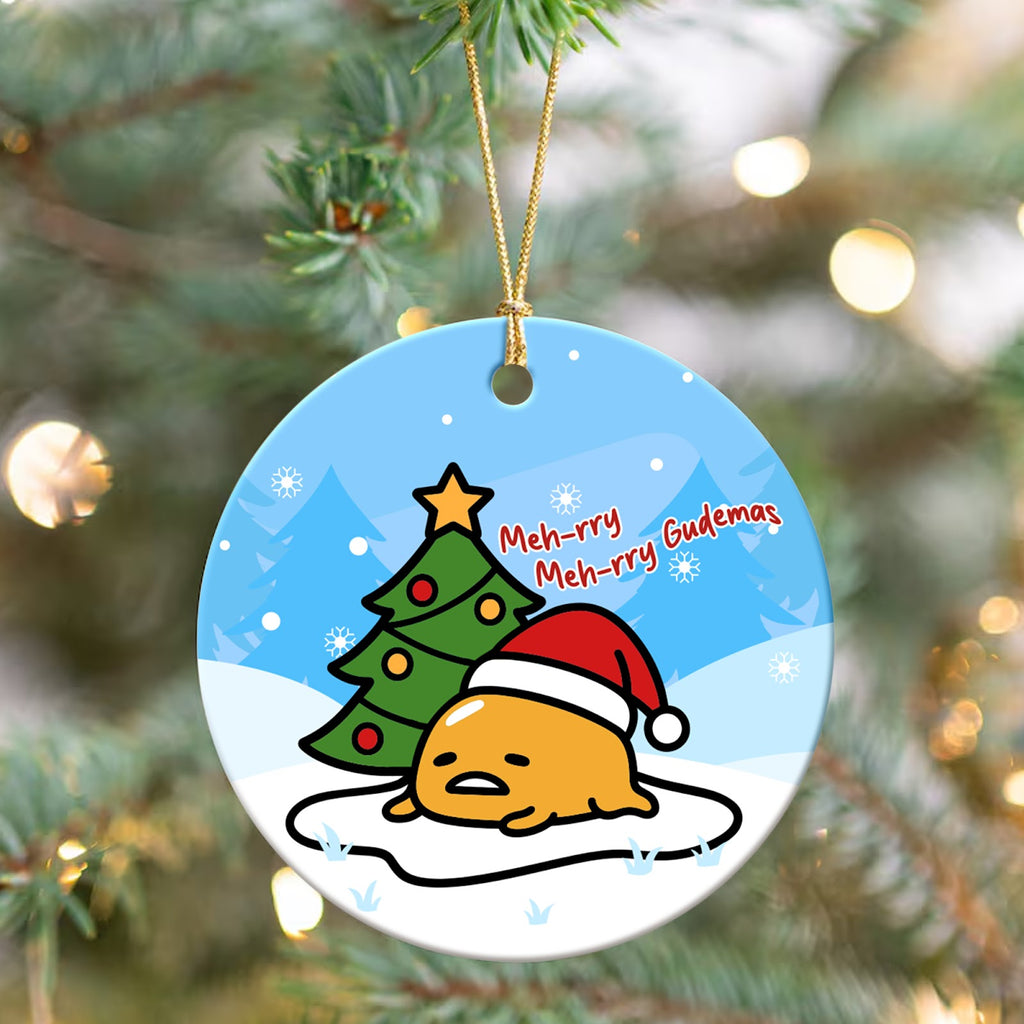 Funny Egg Christmas Ornament, Lazy Kawaii Teen Gift, Ceramic Hanging Tree Decoration