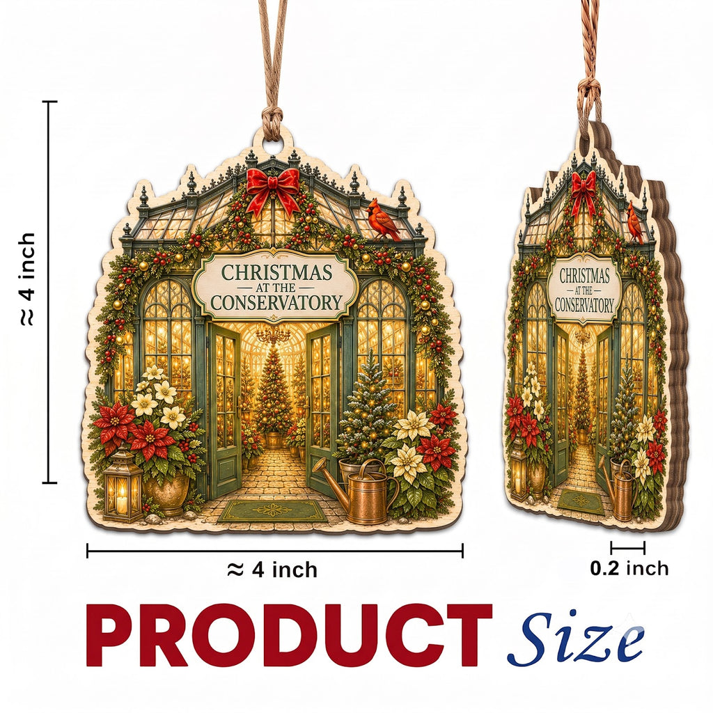 Christmas Conservatory Garden Christmas Ornament, Garden Conservatory Keepsake, Wood Ornament