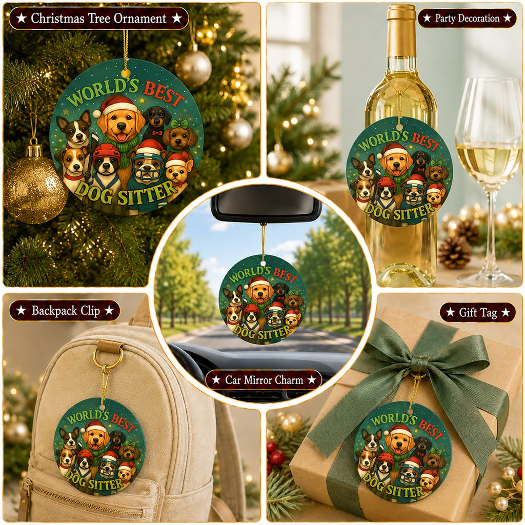 Dog Sitter Christmas Ornament, Thank You Pet Care Gift, Ceramic Hanging Tree Decoration