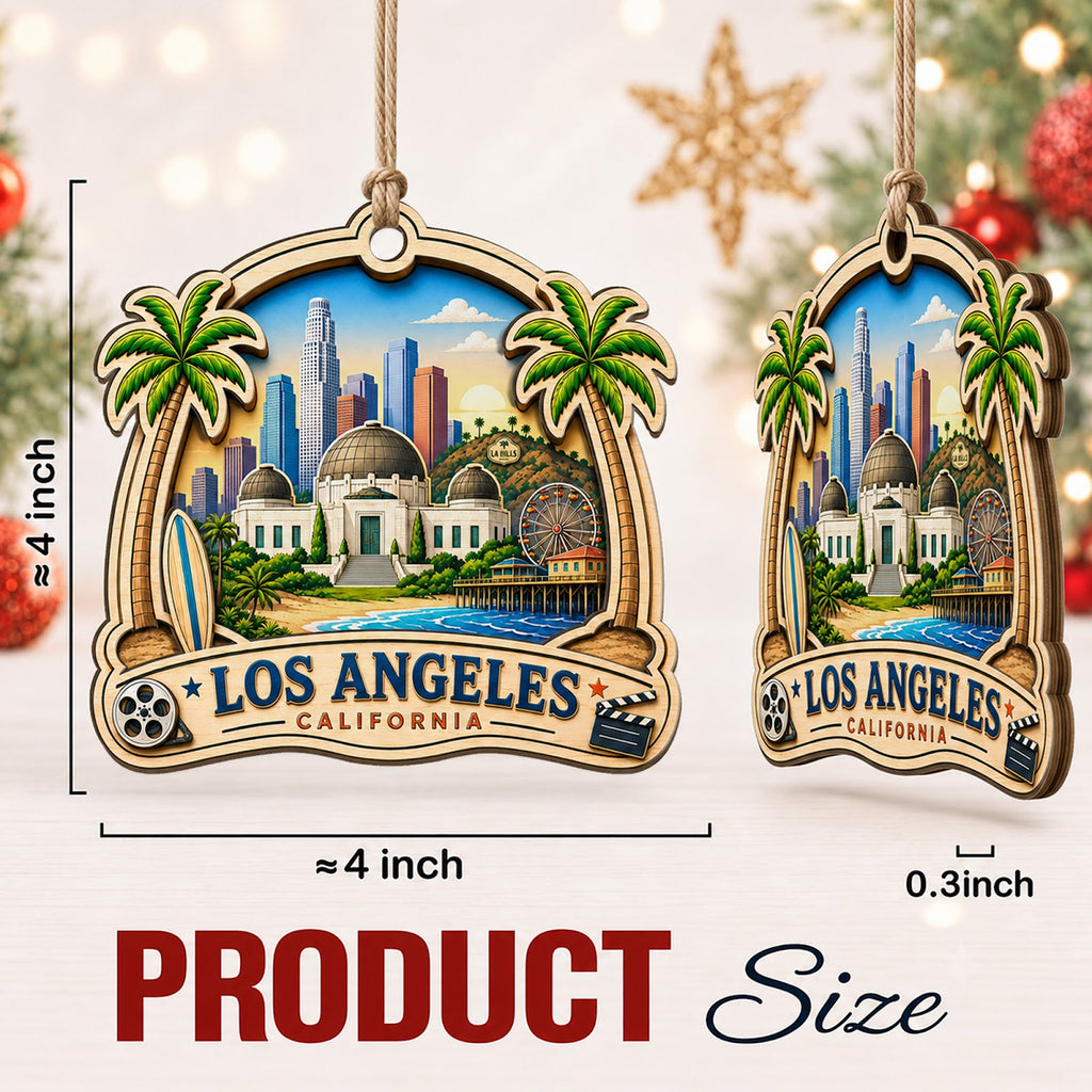 Jerusalem Christmas Ornament, Israel Holy Land Pilgrimage Gift, Wood Hanging Tree Decoration