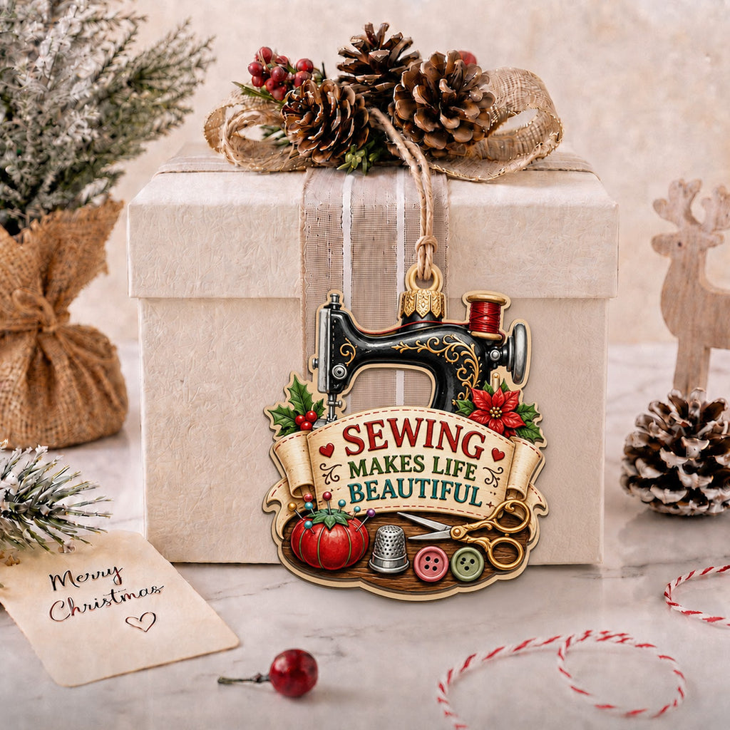 Sewing Wood Christmas Ornament