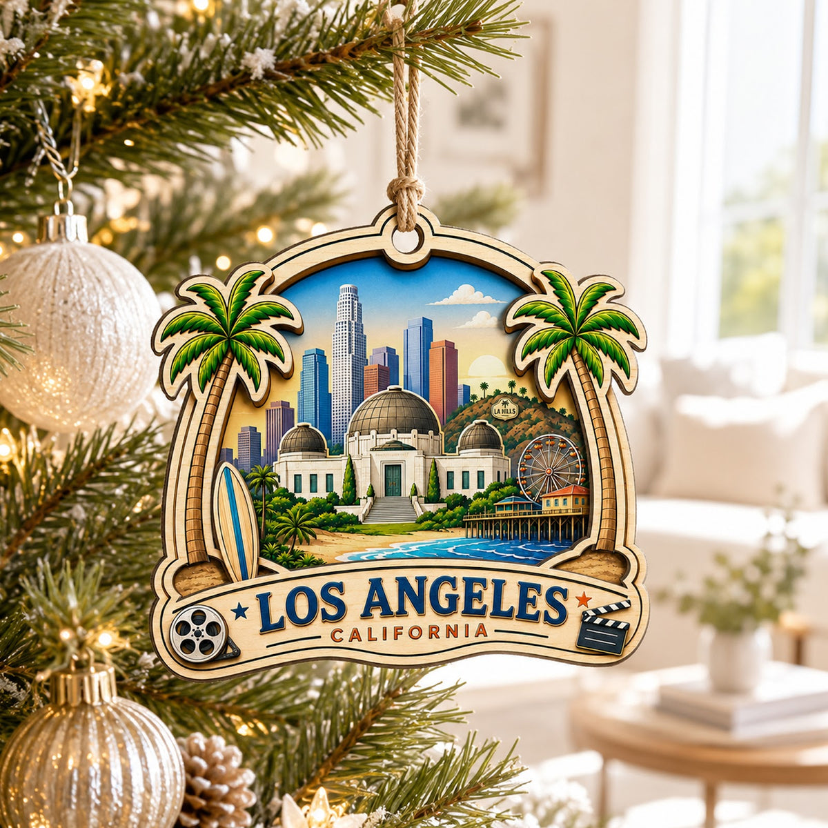 Jerusalem Christmas Ornament, Israel Holy Land Pilgrimage Gift, Wood Hanging Tree Decoration