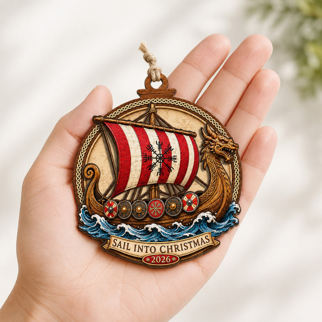 Viking Norse Warrior Medieval Christmas Ornament, Norse Warrior Keepsake, Wood Tree Decoration
