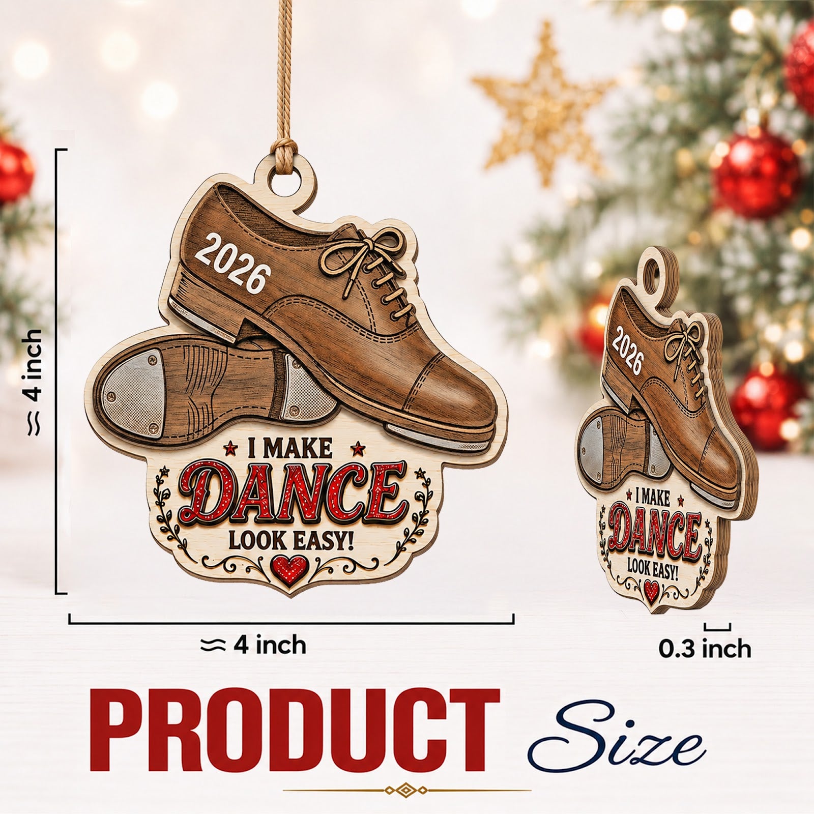 Tap Shoes Wood Christmas Ornament