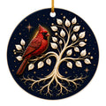 Tree of Life Cardinal design on a glazed ceramic disc. Keepsake for cardinal lovers and anyone marking a loved one's mem