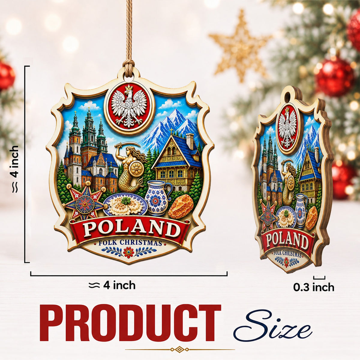 El Salvador Christmas Ornament, Mayan Pyramid and Pupusa Heritage Gift, Wood Tree Decoration