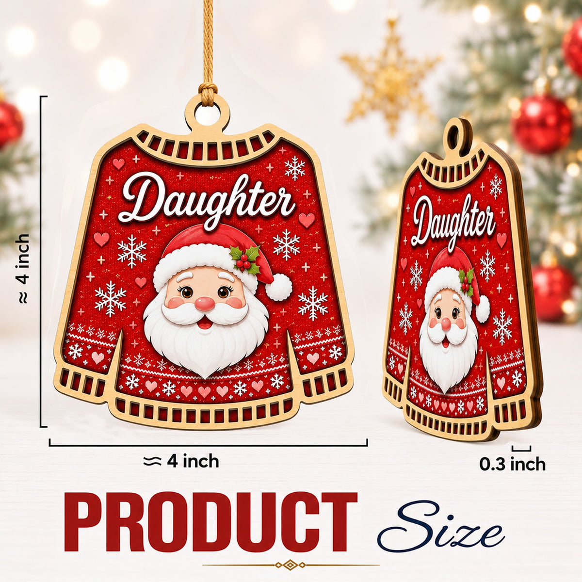 Daughter Christmas Ornament, Sentimental Gift From Mom And Dad, Wood Hanging Tree Decoration