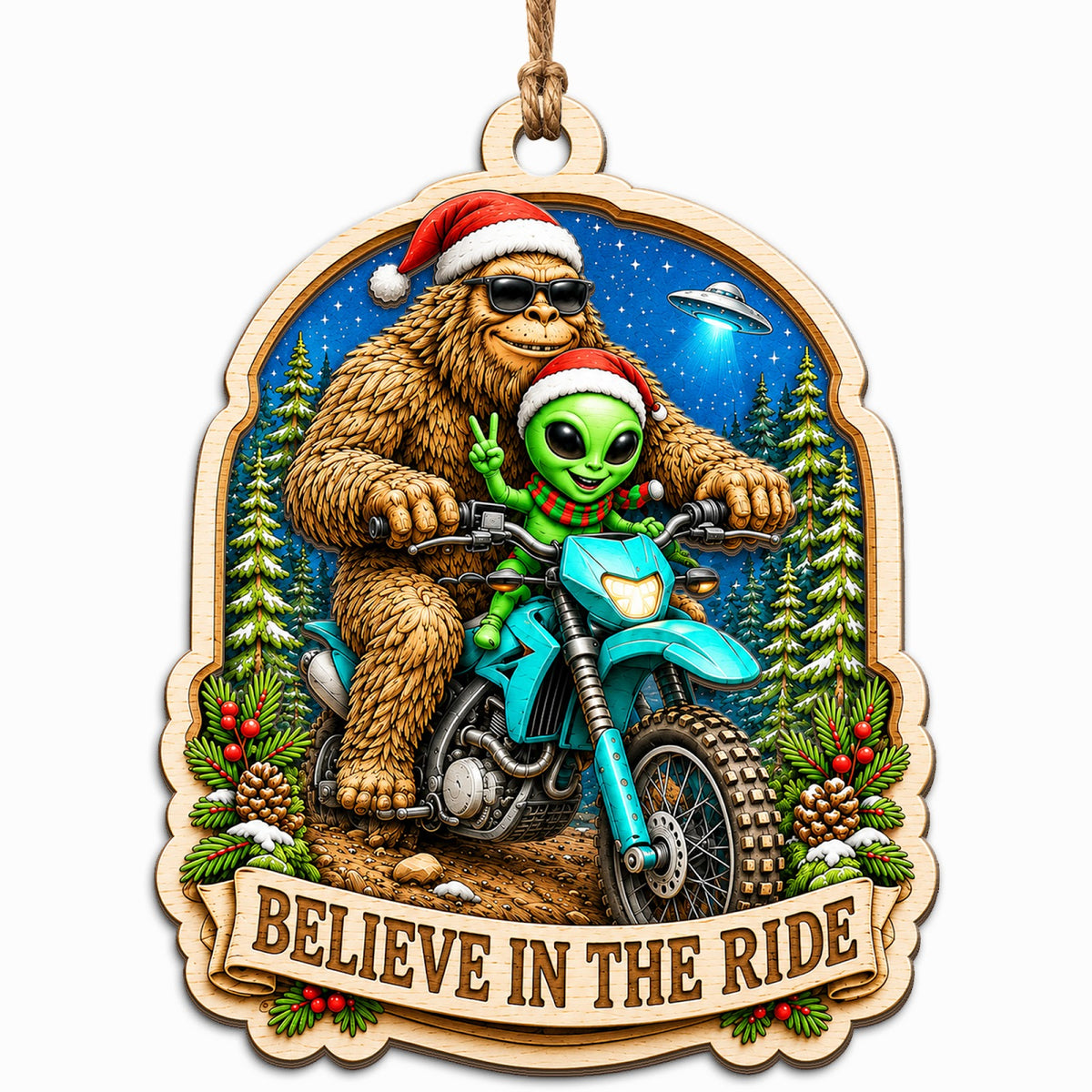 Sasquatch Rider Keepsake, Stocking Stuffer For Cryptid Fan, Bigfoot Humor Mantle Decor