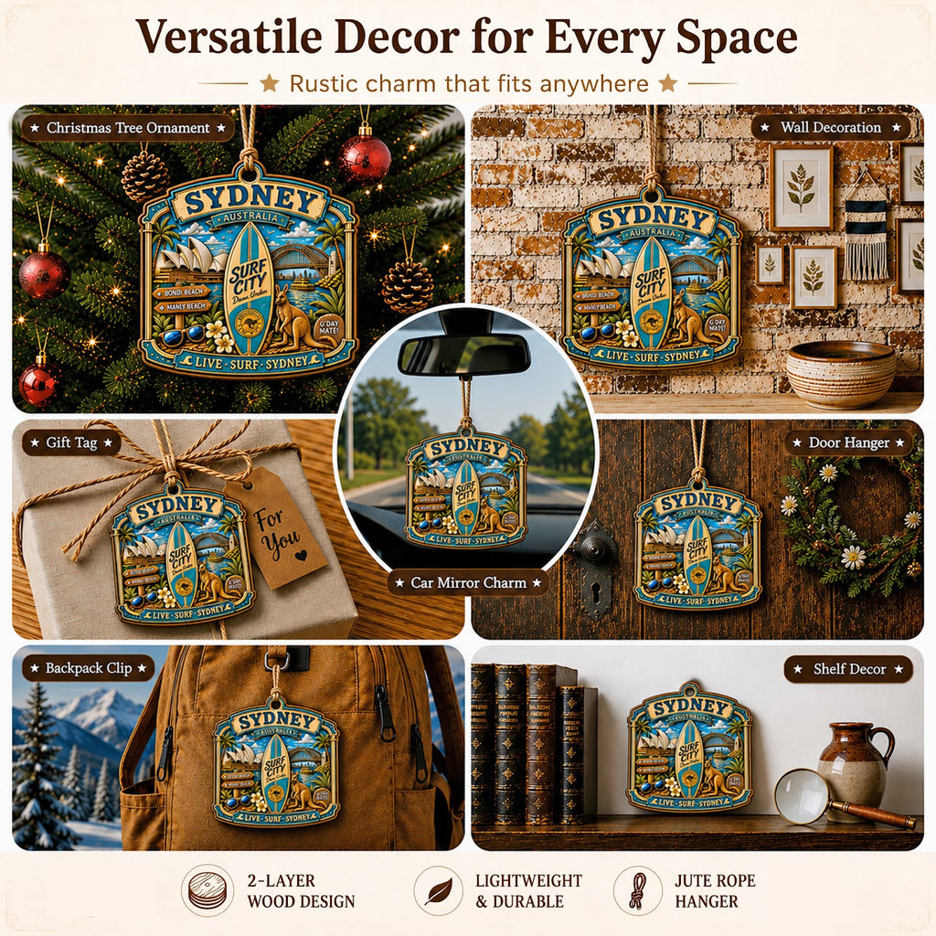 Bangkok Christmas Ornament, Thailand Grand Palace Souvenir Gift, Wood Hanging Tree Decoration