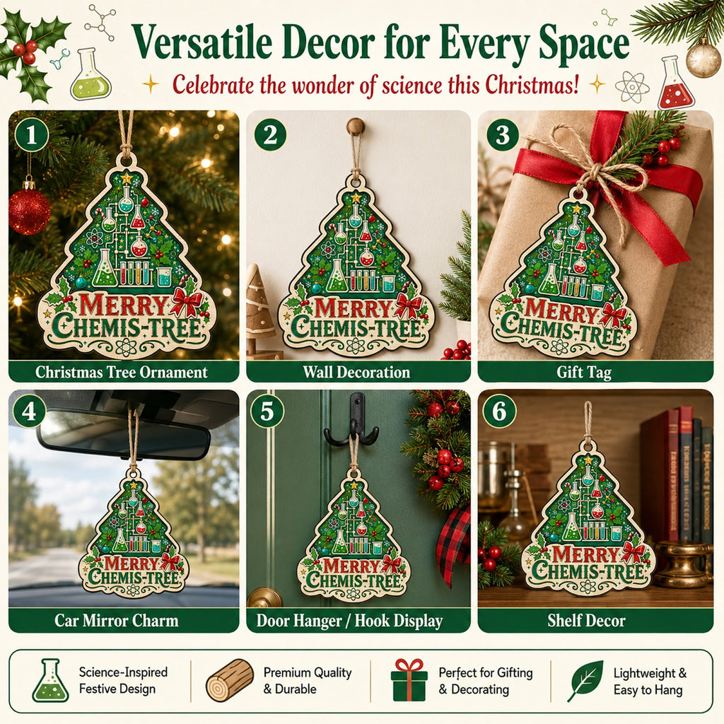 Chemistry Teacher Wood Christmas Ornament