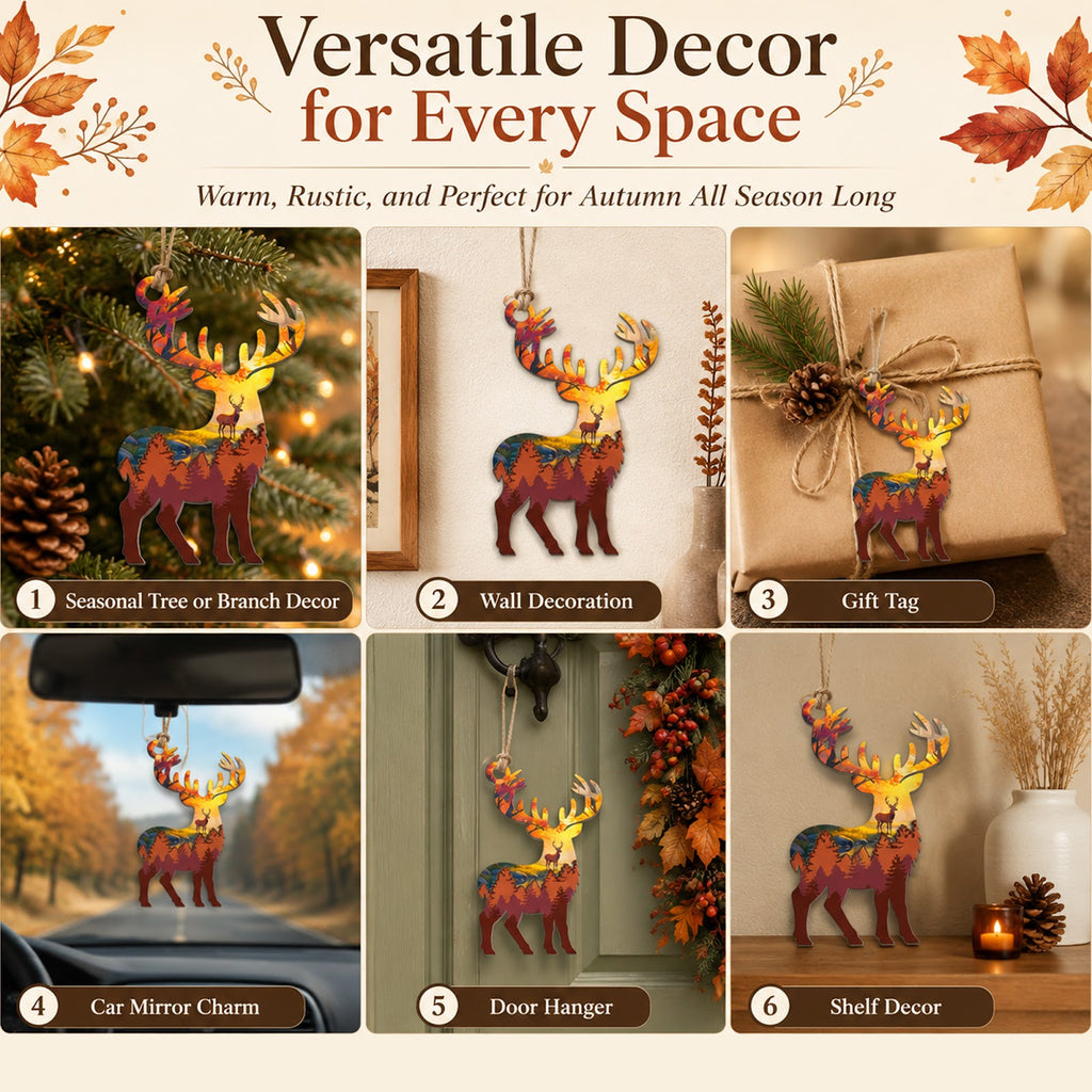 Deer Christmas Ornament, Stocking Stuffer For Buck Hunter, Wood Hanging Tree Decoration