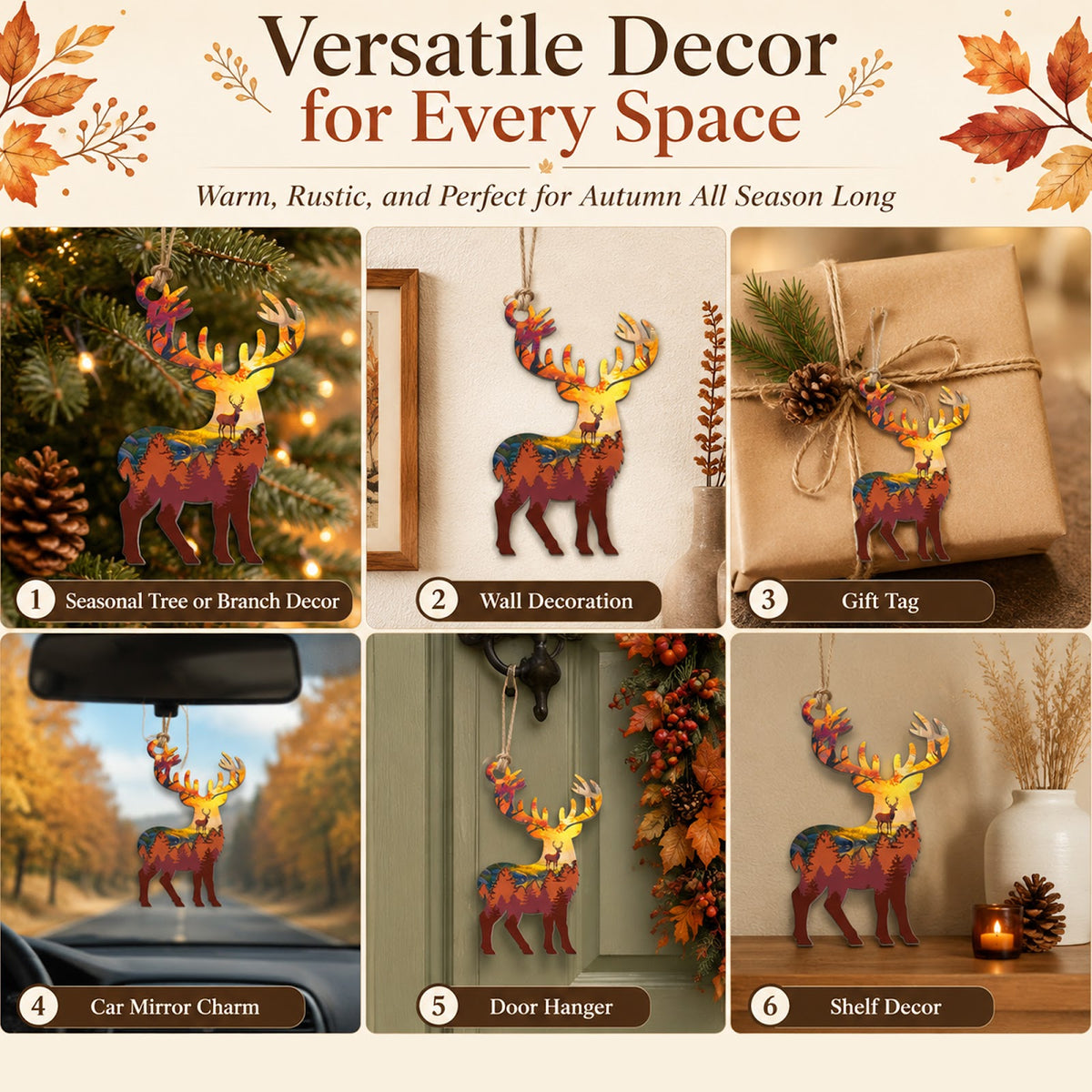 Deer Christmas Ornament, Stocking Stuffer For Buck Hunter, Wood Hanging Tree Decoration
