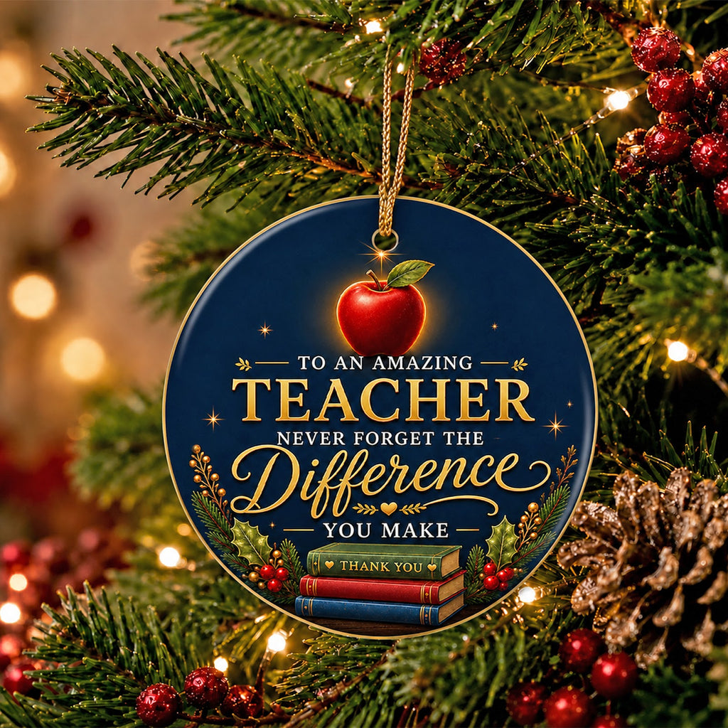 Amazing Teacher Christmas Ornament, Teacher Appreciation Gift, Ceramic Hanging Tree Decoration