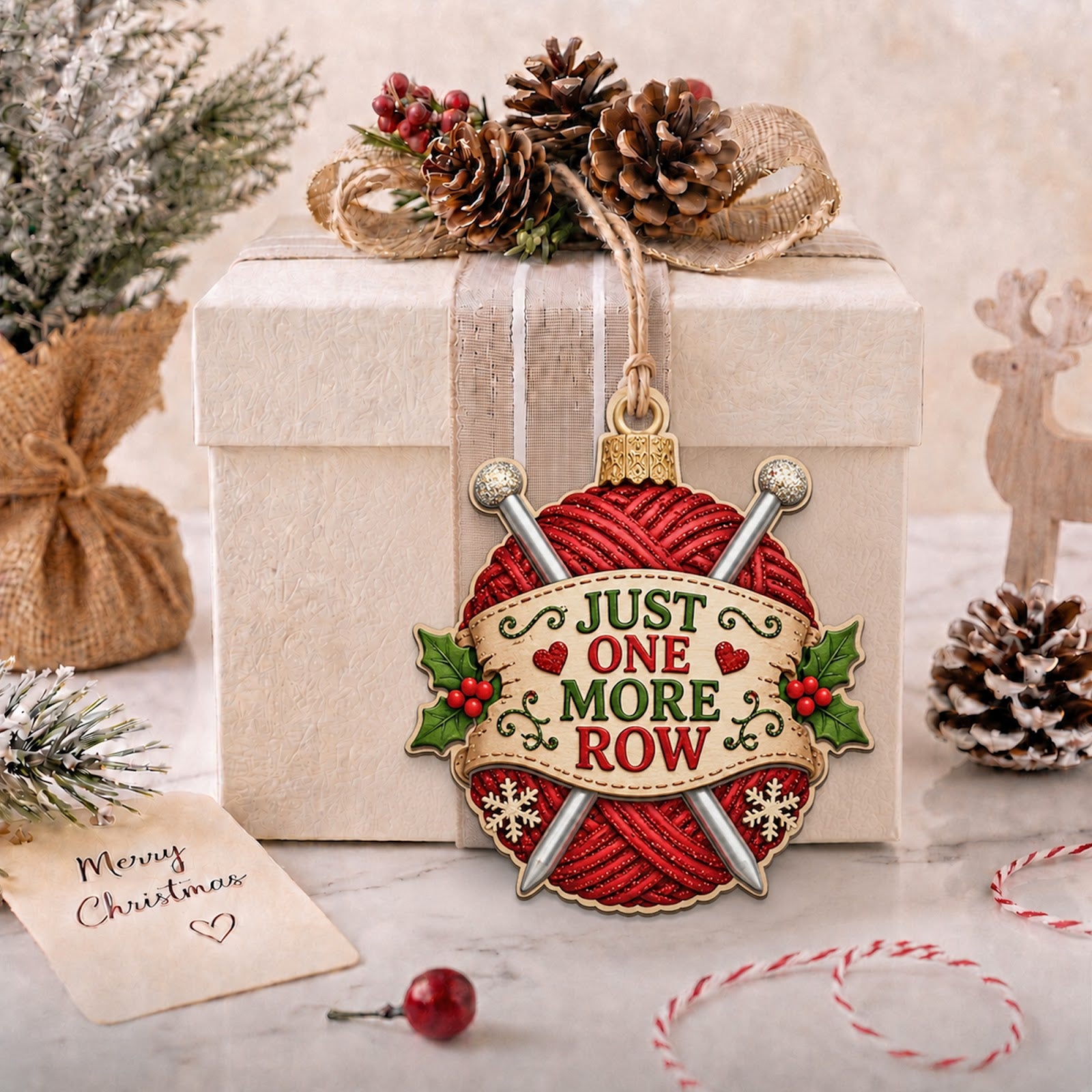 Just One More Row Wood Christmas Ornament